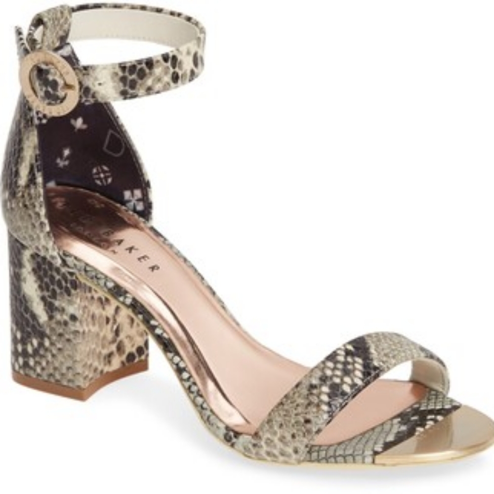 Ted Baker London Manyap Leather Embossed Heel. Never worn Size 10 Snakeskin Heel